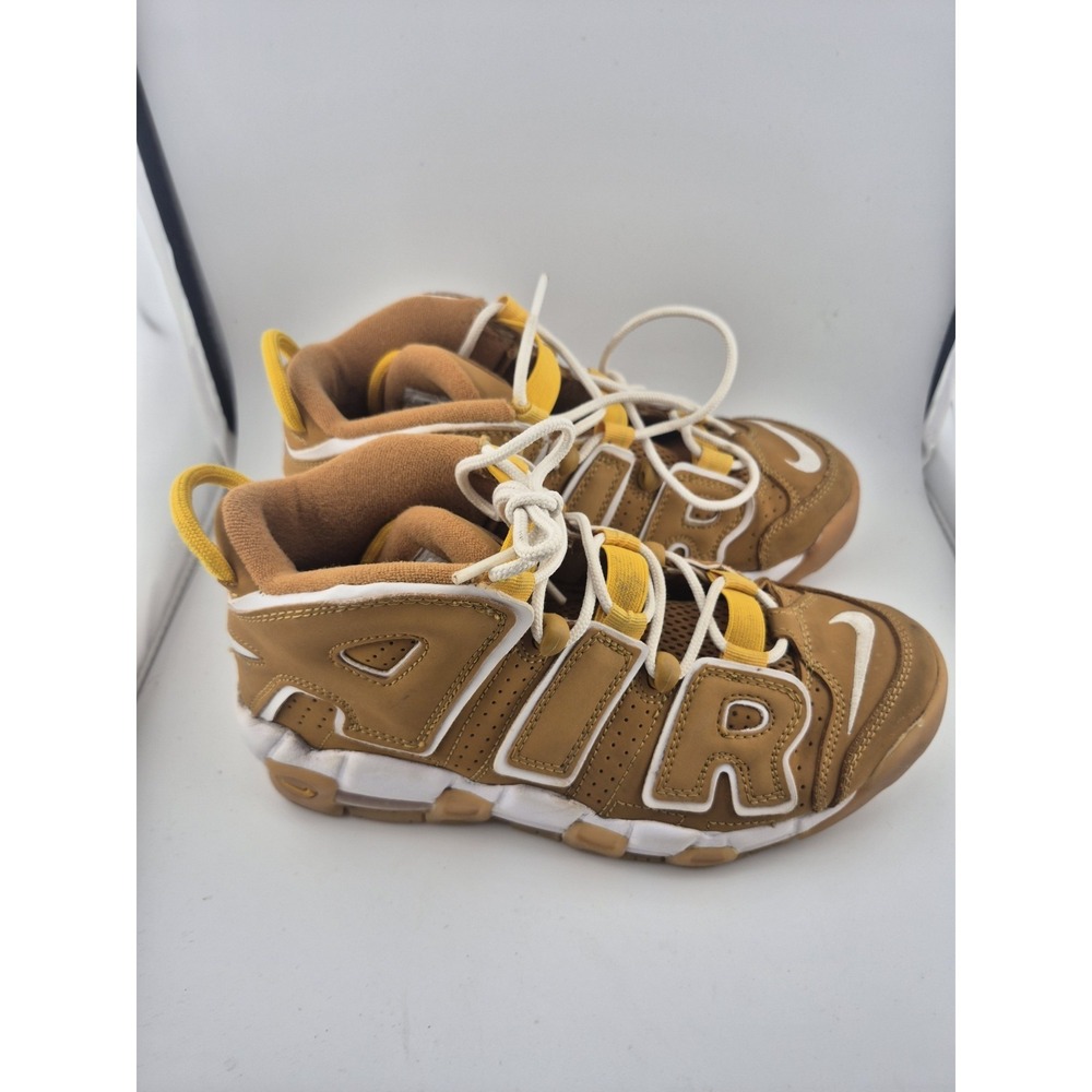 Nike Boys Air More Uptempo Brown Tan Lace-Up Sneaker Shoes Size 6Y